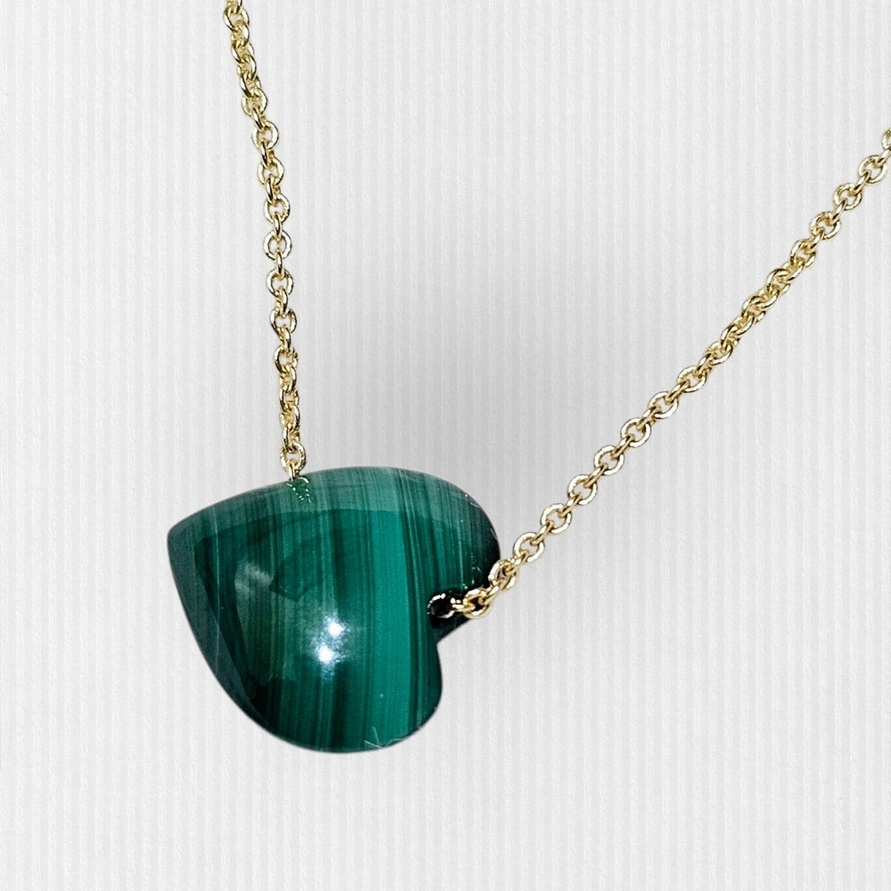 BaubleBar Juno Malachite Necklace Green Stone for Healing & Gold NWT 16+3 ext - Picture 3 of 5